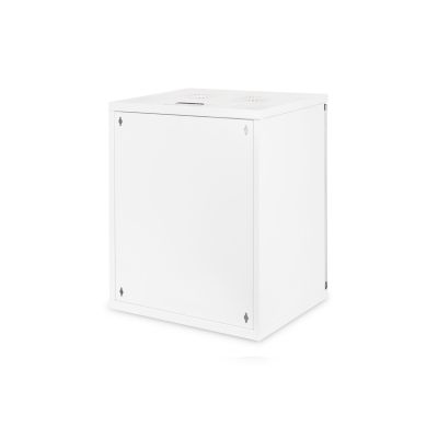 10. Digitus 19" 12HE Wand-Netzwerkschrank, 540 x 400 mm, Glastür, grau, ungeteilt, unmontiert, 60 kg
