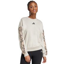 Damen adidas Animal Print 3-Streifen French Terry Sweatshirt Creme JM1836