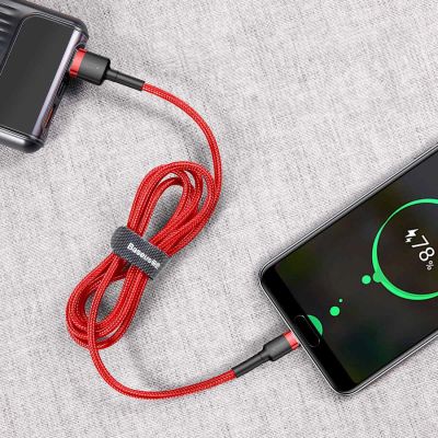 10. Baseus Cafule USB-A / USB-C QC 3.0 3A Kabel 1 m - Rot