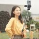 9. Selfie-Stick WH1YXS Teleskopstativ 1 m mit runder Lampe und Telefonhalter – Schwarz