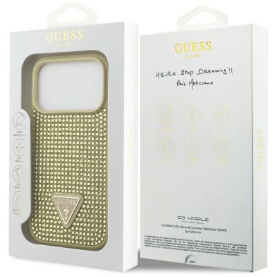 8. Guess Strass Dreieck Logo iPhone 17 Pro Hülle - Gold