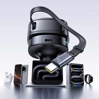 13. Baseus PrimeTrip VR1 60W USB-A/USB-C-Autoladegerät mit einziehbarem USB-C-Kabel – Schwarz