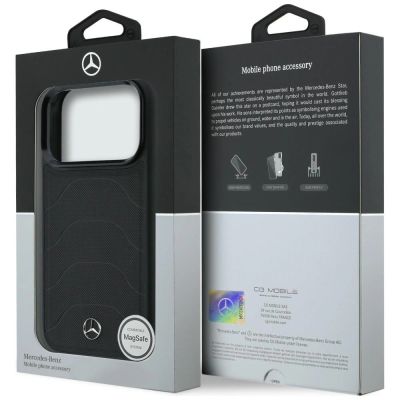 8. Mercedes Leder-Mesh-Hülle mit Bow Line MagSafe für iPhone 17 Pro – Schwarz