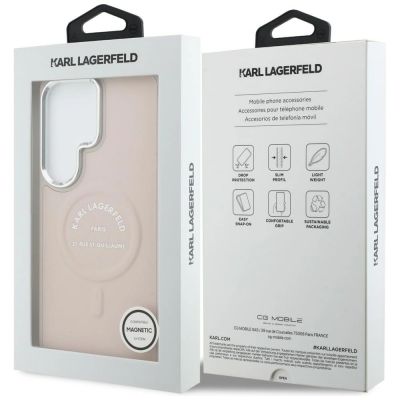 8. Karl Lagerfeld geprägter Ring RSG Logo MagSafe Hülle für Samsung Galaxy S26 Ultra - Pink