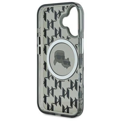 7. Karl Lagerfeld IML Monogram Karl & Choupette Head MagSafe-Hülle für iPhone 16 – Schwarz