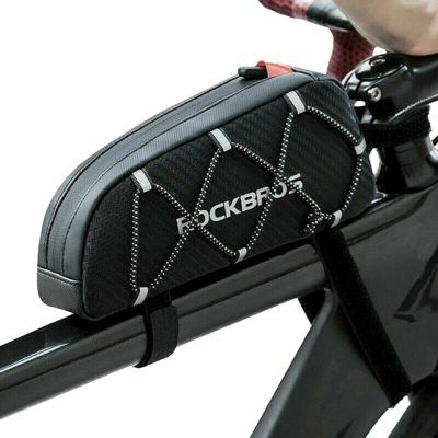 3. Rockbros 039BK Fahrradtasche für den Rahmen, 1 l, mit Flechtstruktur – schwarz