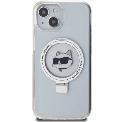 3. Karl Lagerfeld KLHMP15SHMRSCHH iPhone 15 6,1" weiß/weißes Hardcase Ring Stand Choupette Head MagSafe