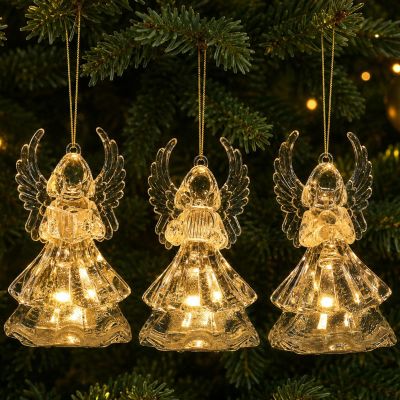 3. Dekorative Engel aus Acryl, 9 cm, mit LED-Beleuchtung, 3 Stück