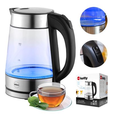 17. ELDOM GLASKABELLOSER WASSERKOCHER C420 KETTY 1850-2200W 1,7L NETTOFILTER BELEUCHTETER BEHÄLTER, HEIZPLATTE
