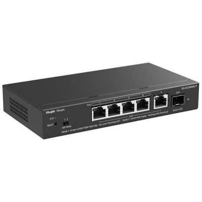10. Ruijie Networks RG-ES206MG-P Netzwerk-Switch, Managed L2 2,5G Ethernet (100/1000/2500), PoE-fähig, Tisch-/Wandmontage, Schwarz