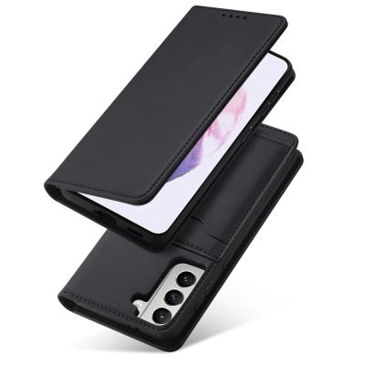 12. Magnet Kartenetui für Samsung Galaxy S22+ (S22 Plus) Tasche Wallet Kartenhalter Schwarz