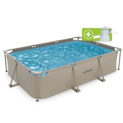 VIRTUFIT Rechteckiges Schwimmbecken 300 x 210 cm mit Filterpumpe Beige