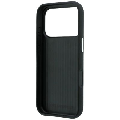 7. Karl Lagerfeld Saffiano-Hülle mit Karl & Choupette-Kopf-Pins und Logo für iPhone 18 Pro / 17 Pro – Schwarz