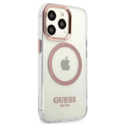 4. Guess Metal Outline MagSafe Hülle für iPhone 13 Pro / iPhone 13 – Pink
