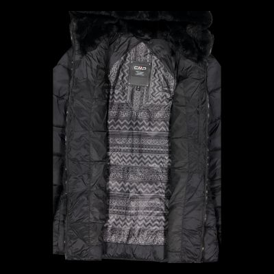 6. CMP Damen Winterjacke mit Kapuze, Sport, isoliert, schwarz (34K0036F/U901)