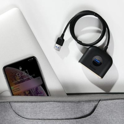 13. HUB Baseus Square USB-A auf 1x USB-A 3.2 Gen 1 / 3x USB 2.0 mit 1m Kabel - schwarz