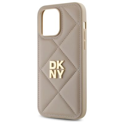 6. DKNY Quilted Stack Logo iPhone 14 Pro Hülle – Beige