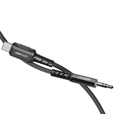 3. Acefast Audiokabel USB Typ C - 3,5 mm Miniklinke (männlich) 1,2 m, AUX schwarz (C1-08 schwarz)