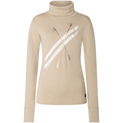 5. Damen-Longsleeve mit Stehkragen SUPER.NATURAL W KRYSSEDE SKI ROLL NECK beige