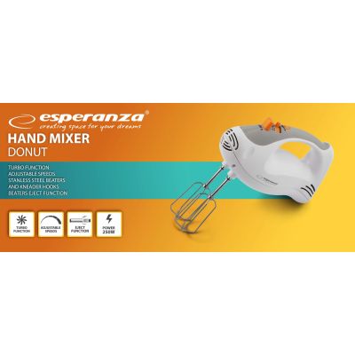 8. Esperanza Donut EKM009 Handmixer (250W; weiß)