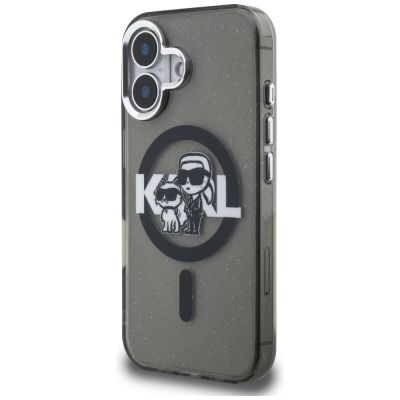 2. Karl Lagerfeld IML Glitter Karl & Choupette Sketch Logo MagSafe Hülle für iPhone 16 - Schwarz
