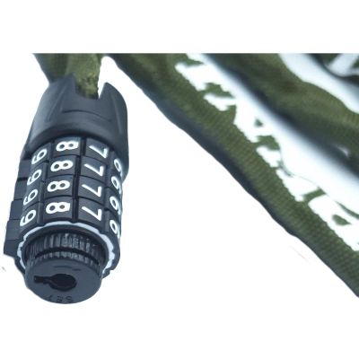 4. DUNLOP Fahrradschlosskette mit Code, 120 cm lang – Khaki