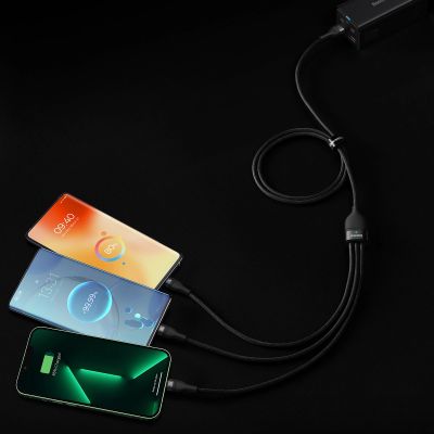 8. Baseus Flash Series II Kabel USB - USB Typ C / Lightning / Micro USB 100 W 1,2 m schwarz (CASS030001)