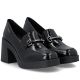 4. Schwarze Damen-Slipper aus Lackleder mit hohem Absatz, Rieker 58051-00