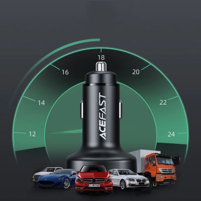 8. Acefast Autoladegerät 66W 2x USB Typ C / USB, PPS, Power Delivery, Quick Charge 4.0, AFC, FCP, SCP schwarz (B3 schwarz)