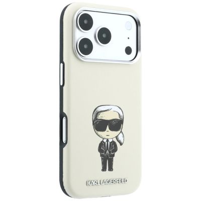 5. Karl Lagerfeld Smooth Ikonik Sketch MagSafe Hülle für iPhone 18 Pro / 17 Pro – Beige
