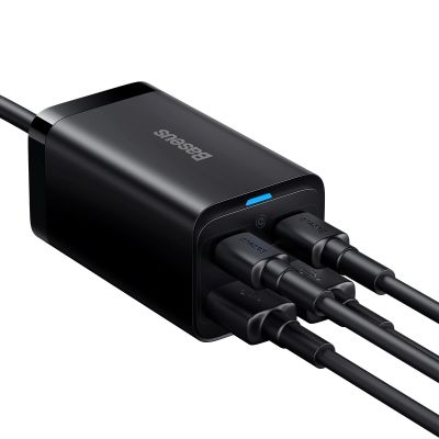 8. Baseus GaN3 Pro Schnellladegerät GaN 2 x USB Typ C / 2 x USB 65W PD, QC4.0+, AFC, PPS + Kabel USB Typ C - USB Typ C 1m schwarz (CCGP040101)