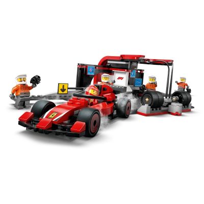 4. LEGO CITY 60443 F1 Boxenstopp und Mechaniker mit Ferrari-Auto