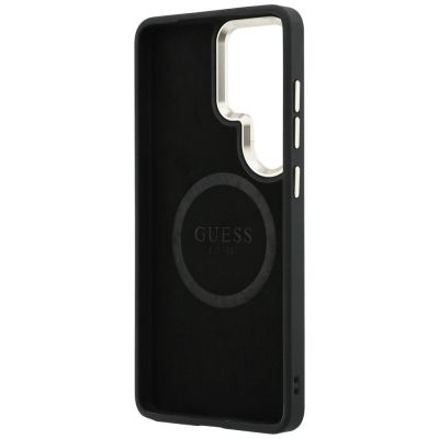 7. Guess Saffiano Peony Embossed Ring MagSafe Hülle für Samsung Galaxy S26 Ultra - Schwarz