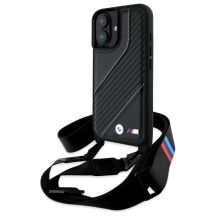 BMW M Edition Carbon Stripe & Strap Hülle für iPhone 16 Plus – Schwarz