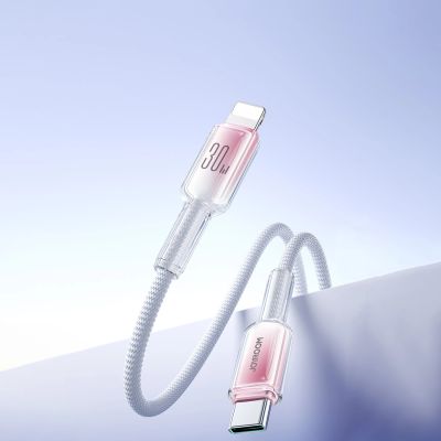 9. Joyroom S-A42 Crystal-Clear Series 30W USB-C – Lightning Kabel 1,2 m – Weiß