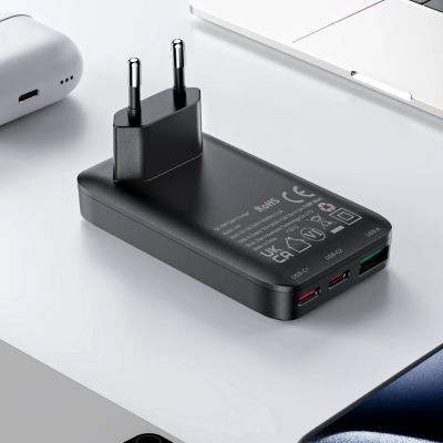 10. Acefast A100 65W GaN 2 USB-C+ USB-A Ladegerät ultradünn – Schwarz