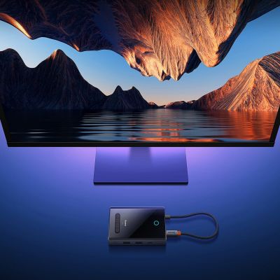 8. Baseus PioneerJoy 8-in-1 USB-C-Hub HDMI 4K@60Hz + HDMI 4K@30Hz + DisplayPort 8K@30Hz + VGA + 2 x USB-A 3.0 + 2 x USB-C - grau