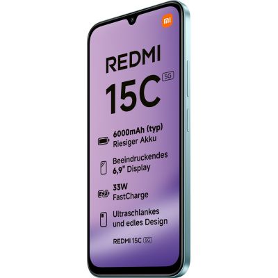 5. Xiaomi Redmi 15C 5G Dual-SIM-Smartphone, 4 GB RAM, 128 GB – Mintgrün