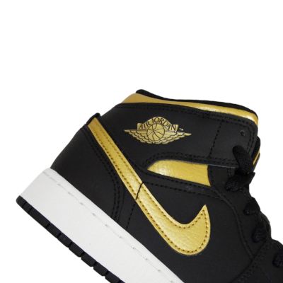 7. Air Jordan 1 Mid Junior (GS) Basketballschuh Schwarz/Metallic-Gold - DQ8423-071