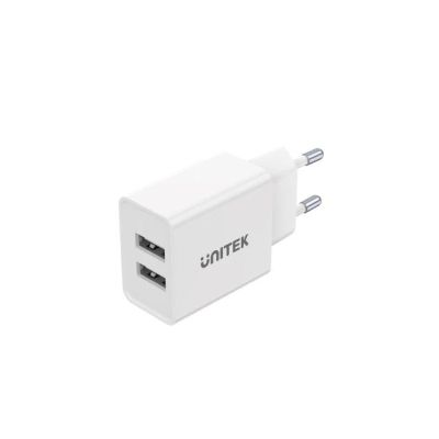 4. UNITEK Ladegerät 2x USB-A, 12W, Weiß, P1113A-EU