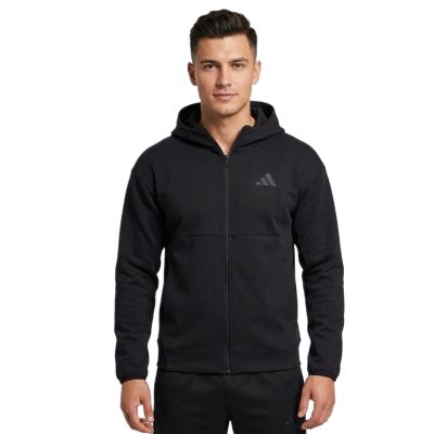 4. Neuer Adidas ZNE Kapuzenpullover mit durchgehendem Reißverschluss für Herren, schwarz - JE7538