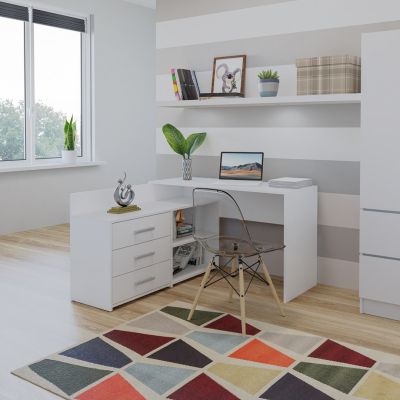 3. Eckschreibtisch + Kommode DANY 120x50xH76 weiß