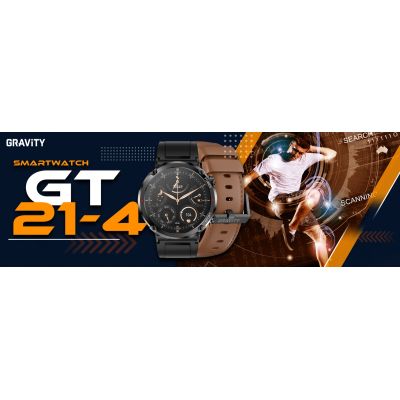10. Gravity GT21-4 Smartwatch + Schwarzes Silikonarmband