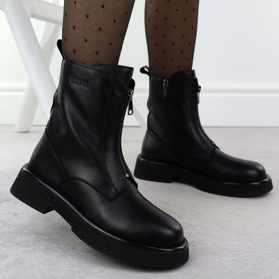 5. Schwarze Damen-Ankle-Boots aus Leder, Goe SS2N4145