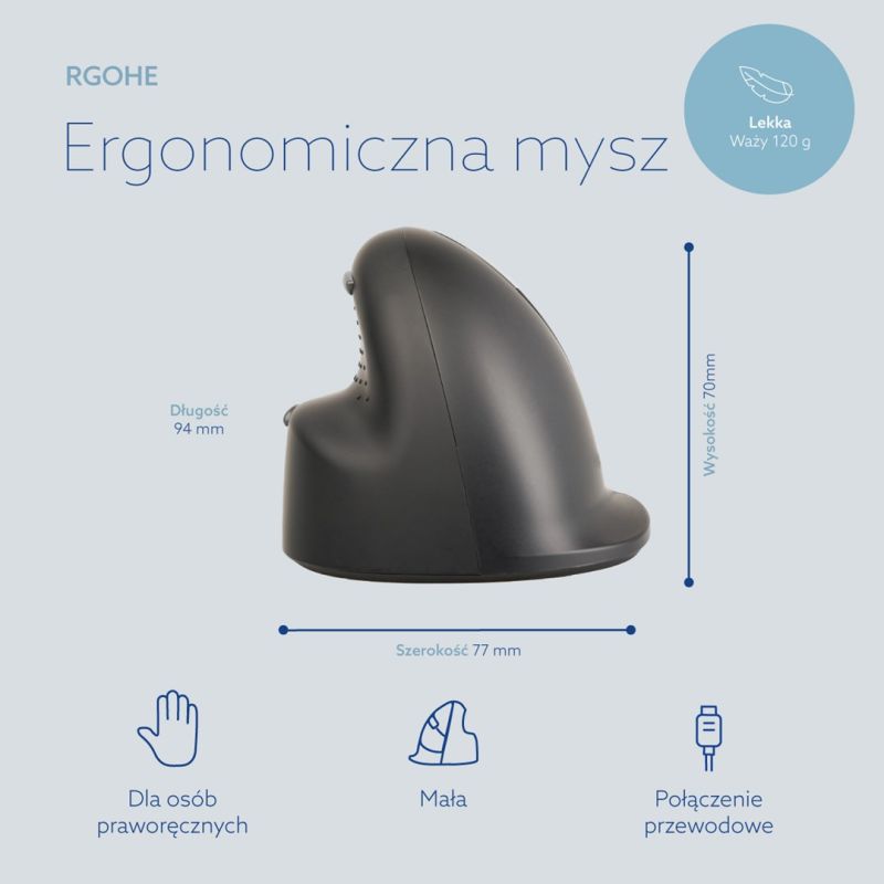 10. R-Go Tools R-Go HE Break Ergonomische Maus mit Break Software, kleine Größe (Handlänge unter 165 mm), Rechtshänder, kabelgebunden, Schwarz
