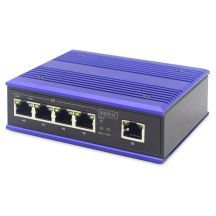 Industrieller Switch 4x 100 Base-TX PoE 120W + 1x Uplink 100 Base-TX DIN erweiterter Temperaturbereich.