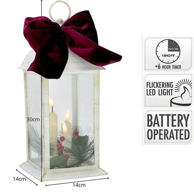 5. LED-Adventslaterne, 30 cm, 3 Kerzen, weiß