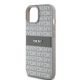 6. DKNY Lederhülle mit Monostreifen und Metalllogo für iPhone 15 / 14 / 13 – Beige