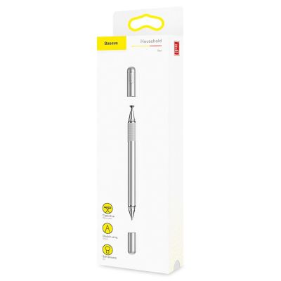 14. Baseus Golden Cudgel ACPCL-0S doppelseitiger Eingabestift für Tablets, Telefone mit Gelstift – Silber