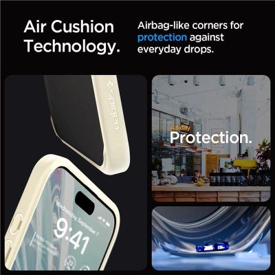 3. Spigen Crystal Hybrid-Hülle für iPhone 15 Pro Max – transparent und beige